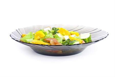 Fresh salad isolated on whiteの写真素材