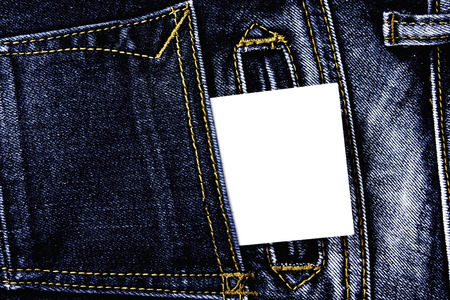 blank paper in the jeans pocketの写真素材