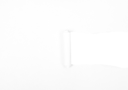 Ripped Recycle Paper with space on whiteの写真素材