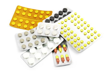 pills isolated on a white backgroundの写真素材
