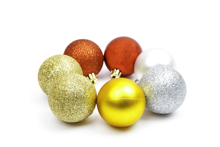 christmas balls isolated on a white backgroundの写真素材