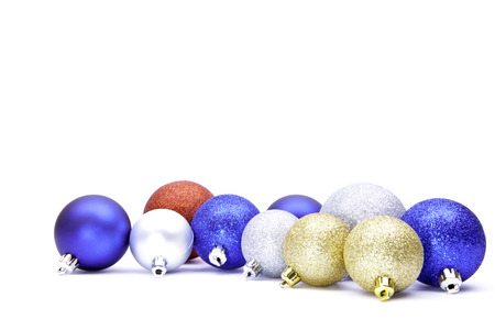 christmas balls isolated on a white backgroundの写真素材