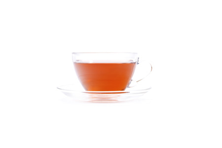 isolated cup of tea with raspberryの写真素材