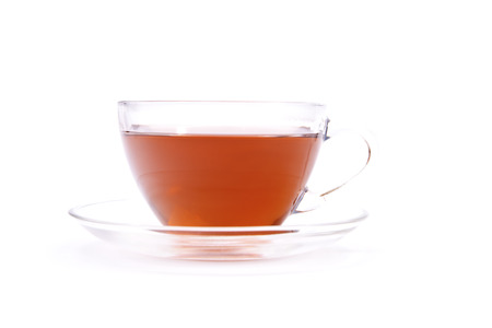 tea in cup isolated on white backgroundの写真素材