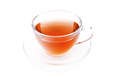tea in cup isolated on white backgroundの写真素材