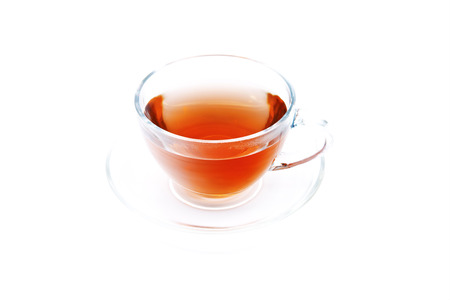 tea in cup isolated on white backgroundの写真素材