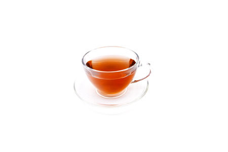 tea in cup isolated on white backgroundの写真素材