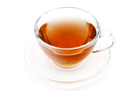 tea in cup isolated on white backgroundの写真素材
