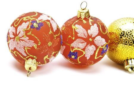 christmas balls isolated on a white backgroundの写真素材
