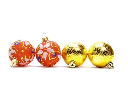 christmas balls isolated on a white backgroundの写真素材