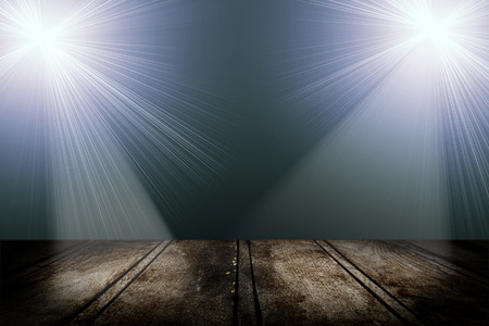 Light on wooden floor in empty roomの写真素材