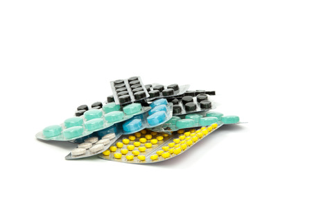 pills isolated on a white backgroundの写真素材