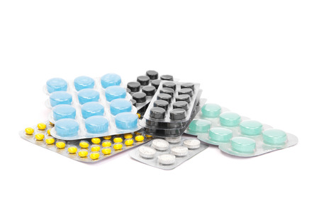 pills isolated on a white backgroundの写真素材