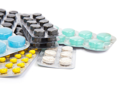 pills isolated on a white backgroundの写真素材