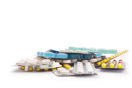 pills isolated on a white backgroundの写真素材