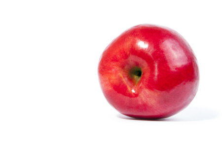 juicy red apples isolated on whiteの写真素材
