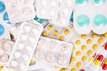 pills isolated on a white backgroundの写真素材