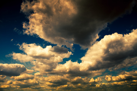 Blue sky with white clouds backgroundの写真素材