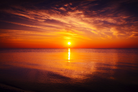 sunrise in the seaの写真素材