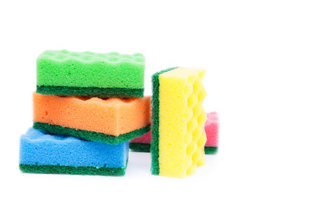 sponges on a white backgroundの写真素材