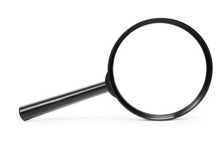 Magnifying glass isolated on whiteの写真素材