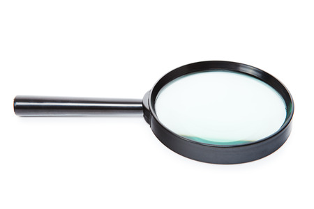 Magnifying glass isolated on whiteの写真素材