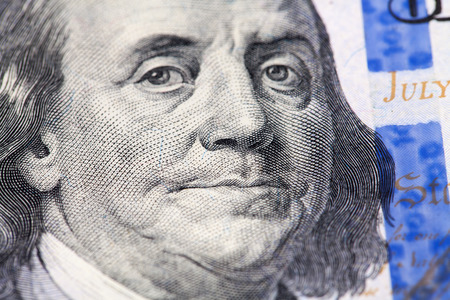 Portrait of Benjamin Franklin macroの写真素材