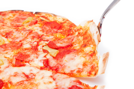 Pizza isolated on white backgroundの写真素材