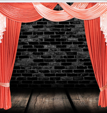 fabric curtains on wall backgroundの写真素材