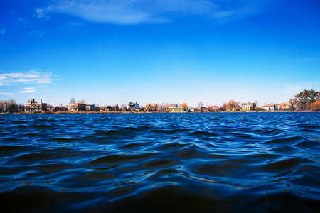 Picturesque forest and the riverの写真素材