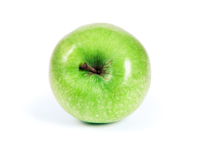Green apple isolated on white backgroundの写真素材