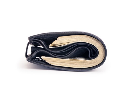 One black purse with the big pack of dollars