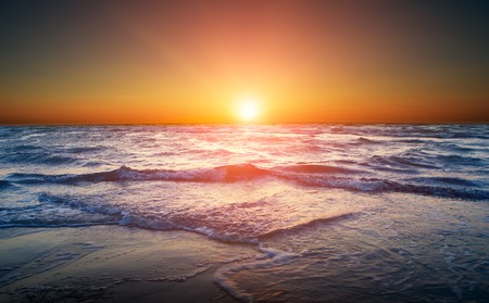 Blue sky, sun and seaの写真素材