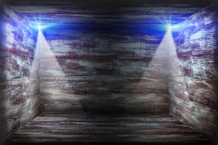 Dark background in with spotlightsの写真素材