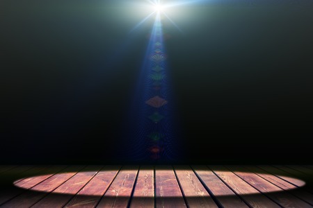 Light on wooden floor in empty roomの写真素材