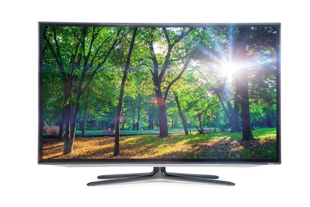 flat television on the white backgrounds. 4k monitor