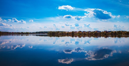 Picturesque forest and the riverの写真素材
