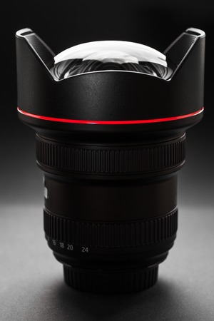 photo lens isolated on a black background