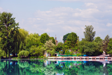 old beach, vintage photo riverの写真素材