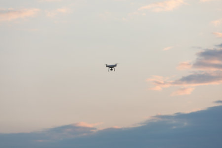 drone quad copter on green field