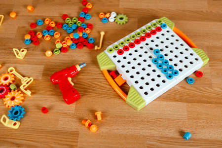 Child plays with a childrens designer.の写真素材