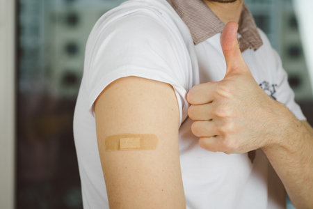 the man introduced the coronavirus vaccine.の写真素材