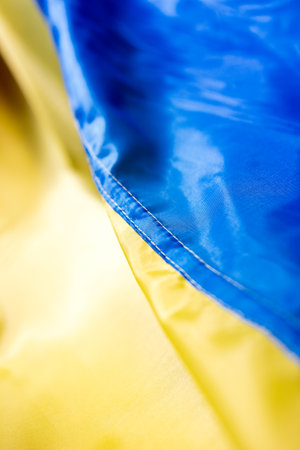 flag of Ukraine. close up waving flag of Ukraine. flag symbol of Ukraine.の写真素材