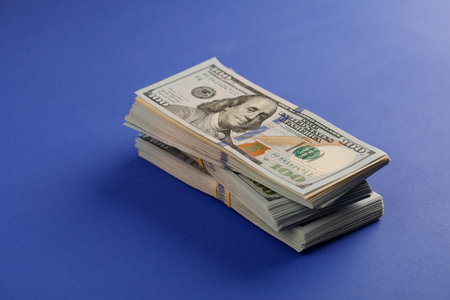 blue money background from dollars usa. High quality photoの写真素材