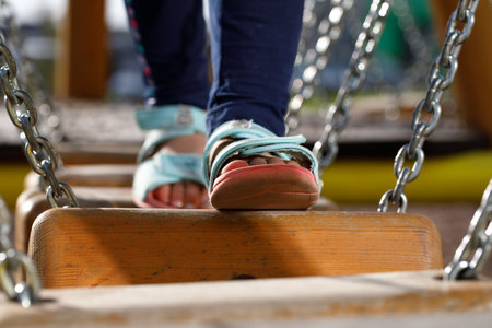 child playing on the playground.の写真素材