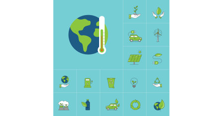Ecology, environment and sustainable development concept thin line icons set. Simple vector illustration. Editable strokeのイラスト素材