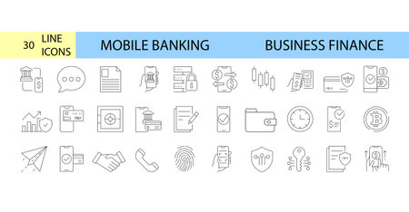 Online, Mobile banking web icon for business, financial, online payment, mobile app, exchange, marketplace, verify, top up and E-wallet.のイラスト素材