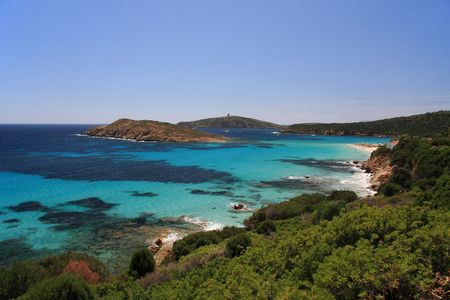 View of wonderful beach of Tuerredda - Sardinia - Italyの写真素材