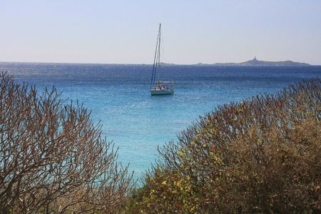 Sailing in Punta Molentis - Sardinia - Italyの写真素材