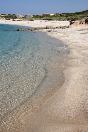 Soft and pink sand of the beach of South Licciola, Sardiniaの写真素材